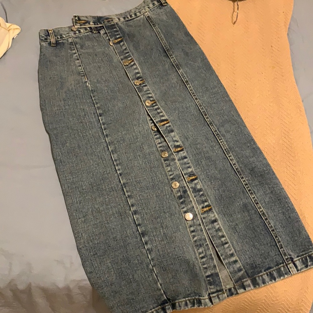 Long Jean Skirt Button Up NWOT